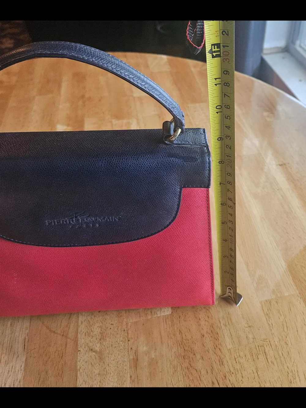 Pierre Balmain Red and Navy Blue Top-Handle Satchel